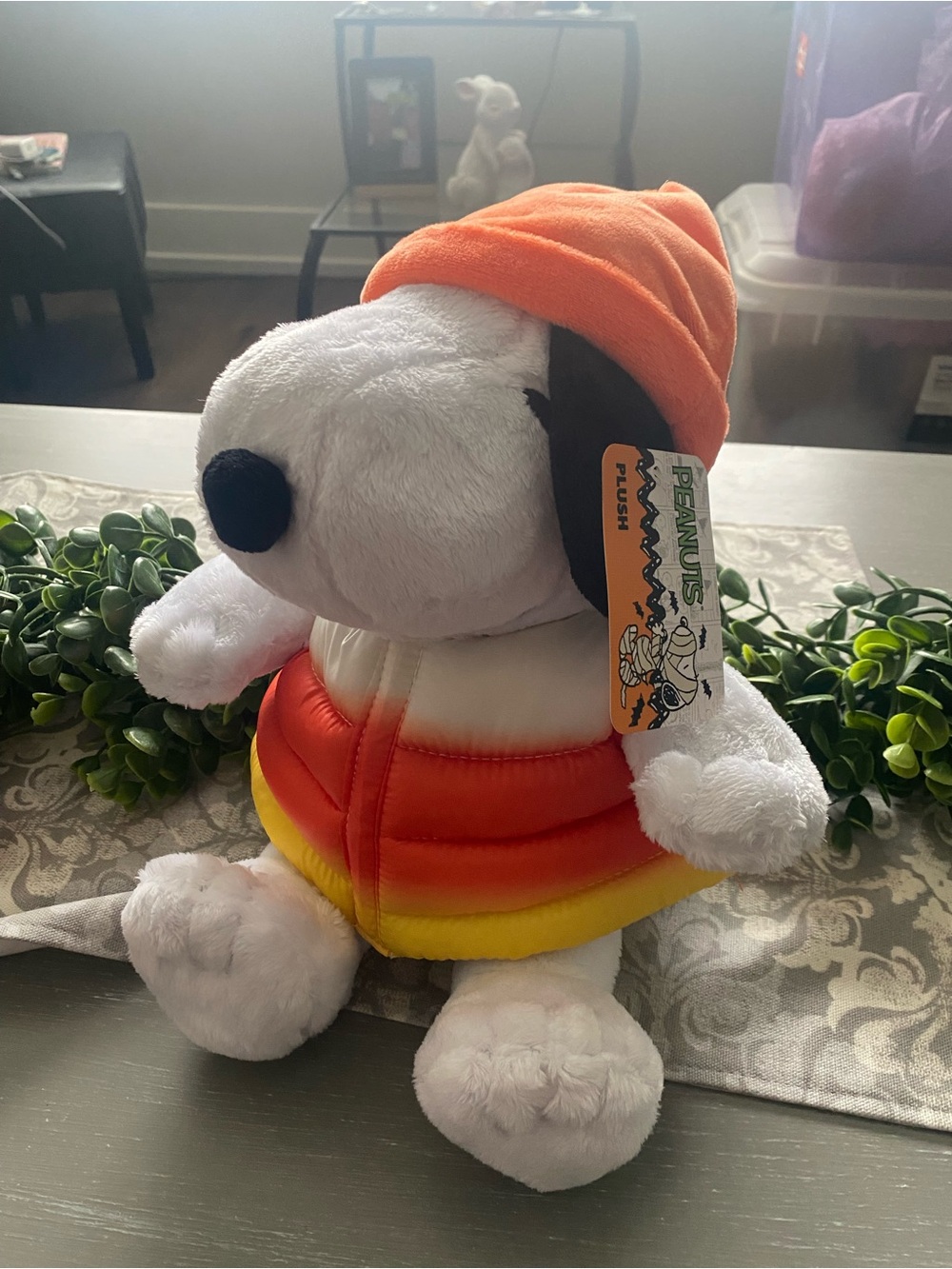 NWT 2024 Fall Halloween Snoopy Candy Corn Puffer Coat Jacket Plush CVS Exclusive